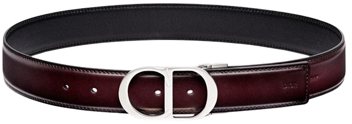 35 mm belt in burgundy and black calfskin - Accessories - Men's Fashion | DIOR