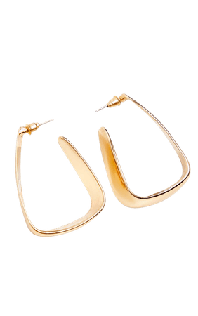 Gold Squared Medium Hoop Earrings | PrettyLittleThing USA