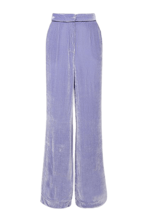 The Bon Vivant Piped Velvet Wide-leg Pants - Lilac