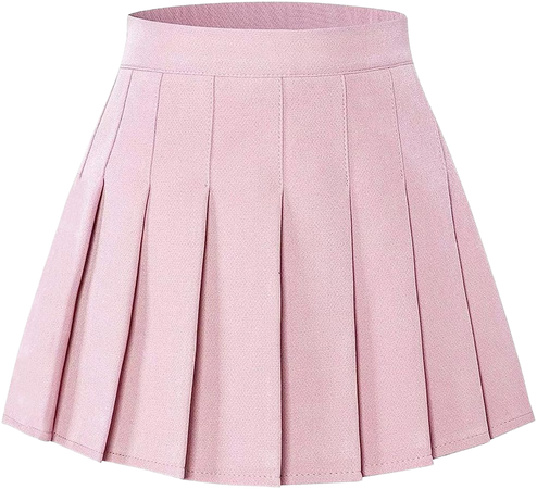 Womens School Uniform Cosplay Costume Plaid Pleated Short Skirt, Pink, US 3XL