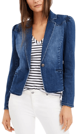 INC International Concepts Puff-Sleeve Denim Blazer, Created for Macy's & Reviews - Jackets & Blazers - Women - Macy's