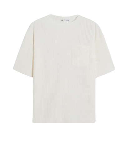 cream Zara men’s pleated T-shirt