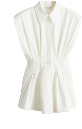 Tapered-waist Cotton Blouse - White - Ladies | H&M US