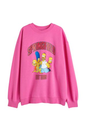 Printed Sweatshirt - Cerise/The Simpsons - Ladies | H&M US