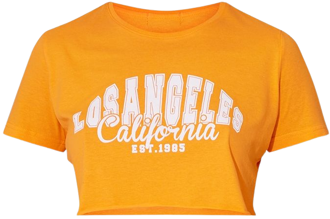 Orange Los Angeles Babydoll Crop T Shirt | PrettyLittleThing USA