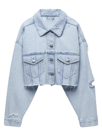 Zara cropped oversized denim jacket