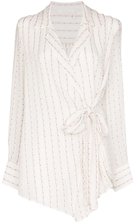 White Chloé Striped Silk-Mousseline Wrap Top | Farfetch.com