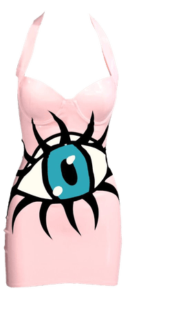 Bizarre Fetish Couture Pink Eyeball Latex Dress