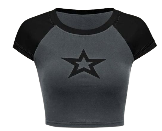 black and grey crop top with a star