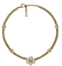Pearl Double G Chunky Chain Necklace In Ivory at GUCCI.