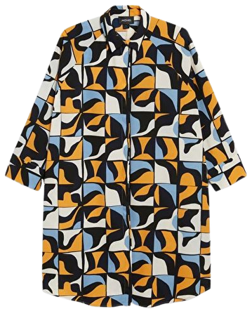 Abstract squares oversized shirt dress - Abstract squares - Monki WW