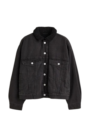 Fleece-lined Denim Jacket - Black - Ladies | H&M US