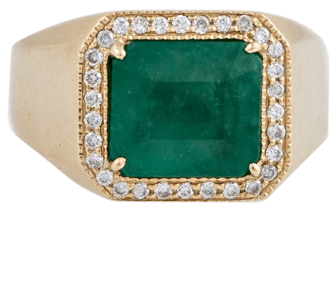 14k Yellow Gold Emerald, Diamond Ring By Jacquie Aiche | Moda Operandi