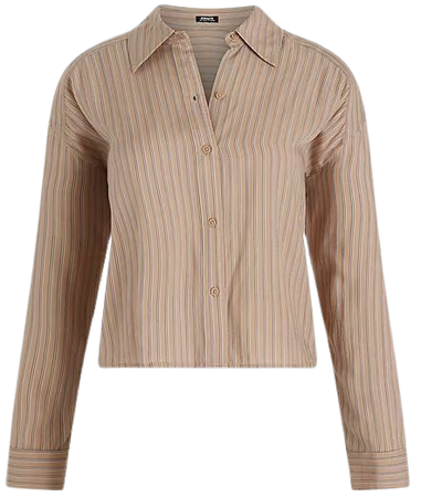 Pinstripe Cropped Boyfriend Portofino Shirt | Express