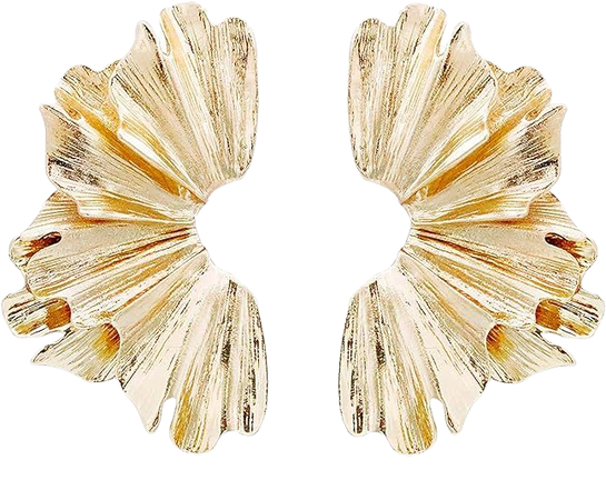 Amazon.com: Gold Statement Earrings Exaggerated Geometric Dangle Earrings Bohemian Ginkgo Leaf Heart Flower Sculptural Dangling Drop Earrings Sectored Twisted Earring for Women Girls (A): Clothing, Shoes & Jewelry