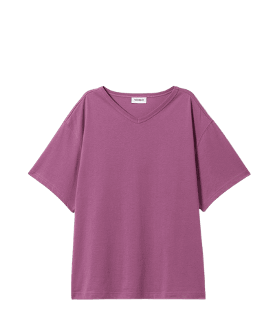 Myra Oversized V-neck T-shirt - Plum - Weekday WW