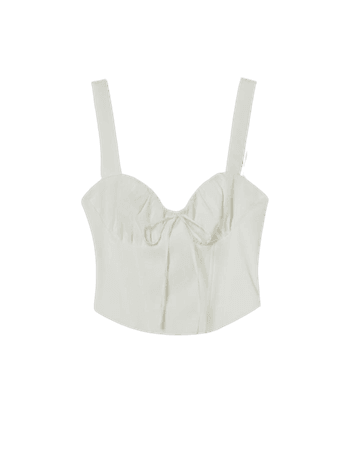 Satin corset with wide straps and tie - T-shirts - Woman | Bershka