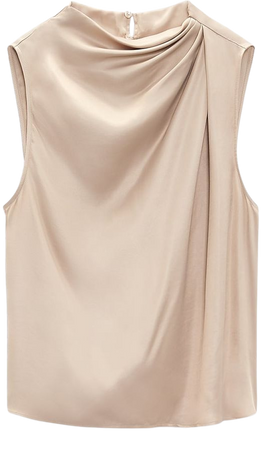 RUCHED SATIN EFFECT TOP - Soft gold | ZARA United States