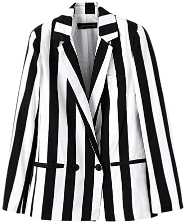 Amazon.com: Beetlejuice Costume Women Black and White Striped Leisure Blazers Jacket: Clothing
