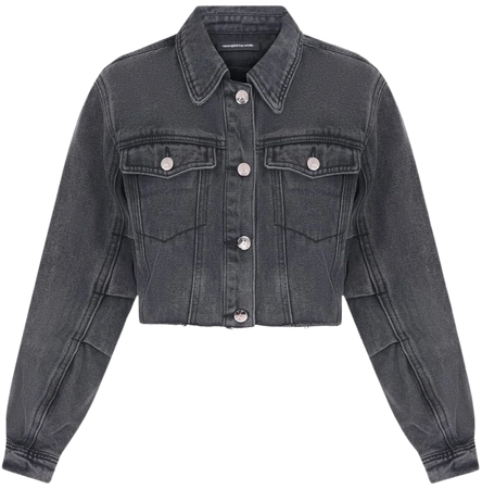 Cropped Tacked Sleeve denim Jacket - Washed Grey | Manière De Voir USA