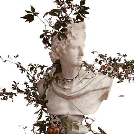 art academia statue marble bust plants png