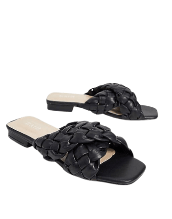 RAID Wide Fit Destiny braided slide sandals in black | ASOS