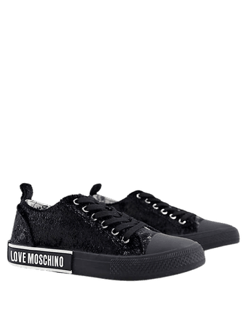 Love Moschino casual lace up sneakers in black | ASOS