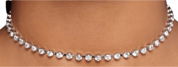 Silver rhinestone choker necklace