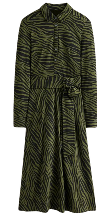 Laura Jersey Midi Shirt Dress - Oregano, Animal Stripe | Boden US