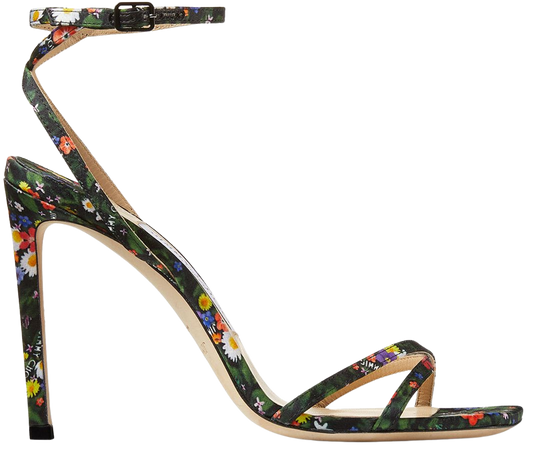 Jimmy Choo 100mm Floral Ankle-Strap Sandals | Neiman Marcus