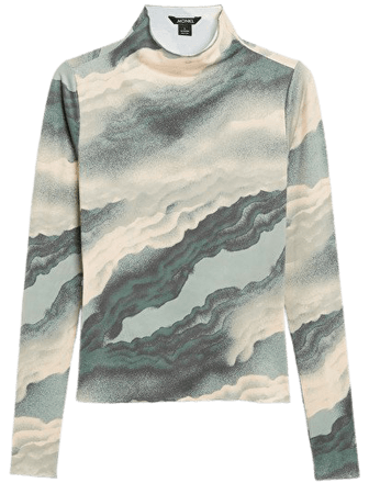 Long sleeve patterned top - Smoky cloud pattern - T-shirts - Monki WW