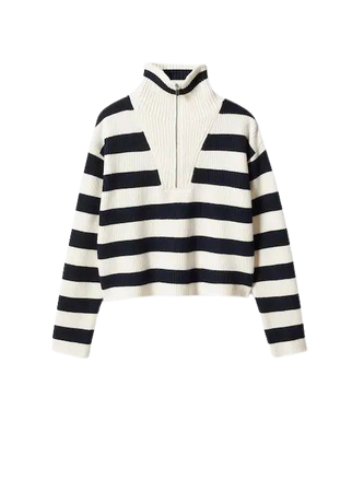 Striped sweater with zipper - Women | Mango USA