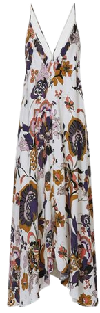 Reiss Cream Mabel Print Plunge Neck Maxi Dress | REISS USA