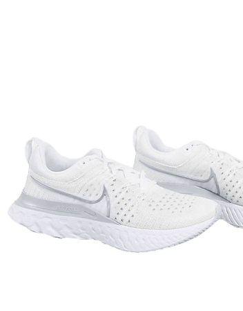 Nike Running React Infinity Run Flyknit 2 sneakers in white/metallic silver | ASOS