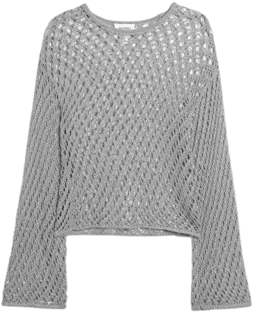 Open knit bell sleeved sweater - Grey glitter - Monki WW