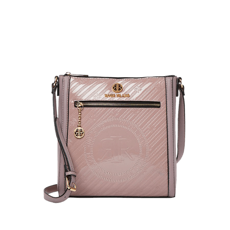 Pink RI branded embossed messenger bag | River Island