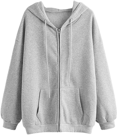 SHEIN Women's Oversized Long Sleeve Drawstring Drop Shoulder Zip Up Hoodie Sweatshirt at Amazon Women’s Clothing store
