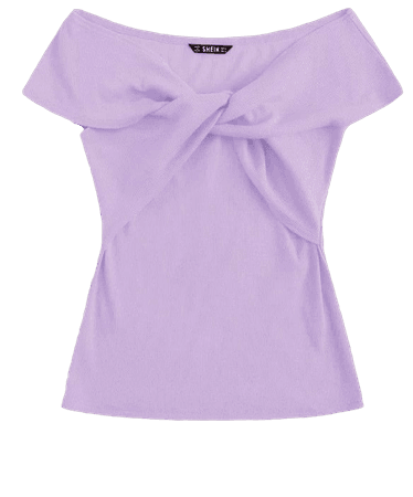 Off Shoulder Twist Front Top | SHEIN USA lilac