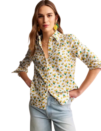 Sienna Linen Shirt - Ivory, Amalfi Lemons | Boden US