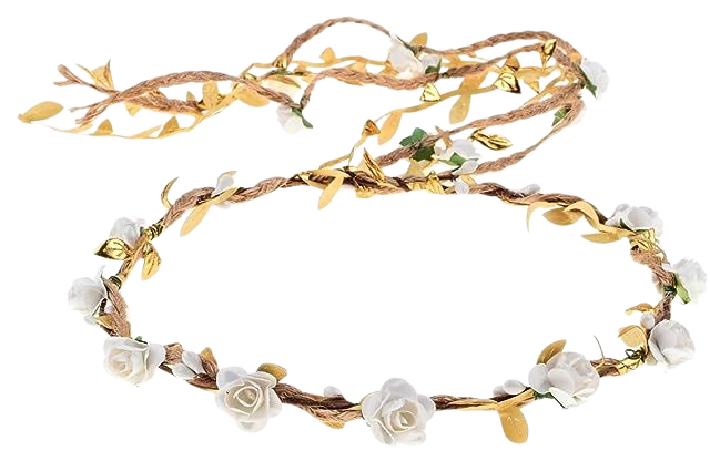 Amazon.com: DDazzling Flower Crown Floral Wreath Headband Floral Garland Headbands photo props (Ivory and Gold) : Clothing, Shoes & Jewelry