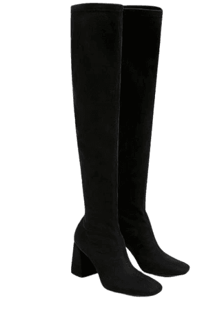 Pull&Bear stretch over the knee heeled boot in black | ASOS