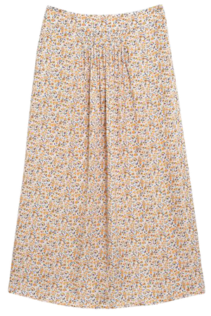 ochre long skirt with floral print