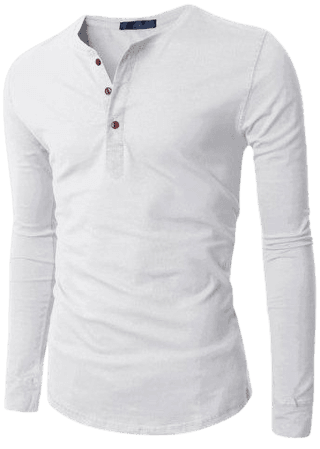 White Long Sleeve Button Collar Tee