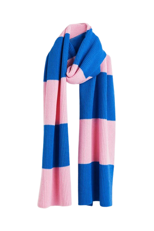 Rib-knit Scarf - Bright blue/striped - Ladies | H&M US