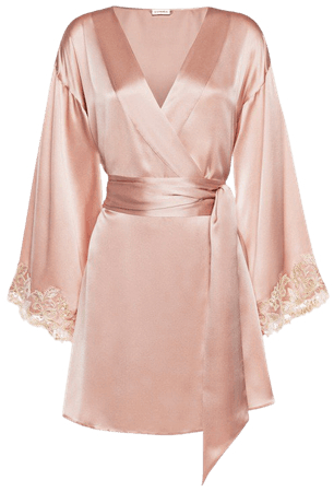 Spoiled Libra - La Perla Maison powder pink silk satin robe