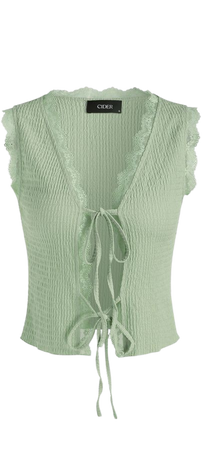 Solid V-neck Lace Bowknot Tank Top - Cider