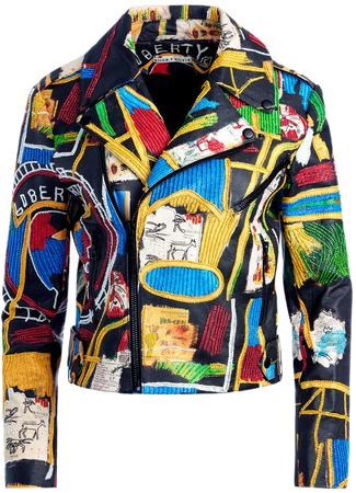 A+o X Basquiat Cody Embellished Leather Jacket In Liberty | Alice And Olivia