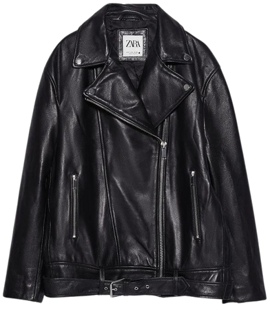 oversized leather moto jacket