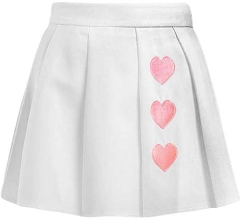 White Skirt with Pink Hearts