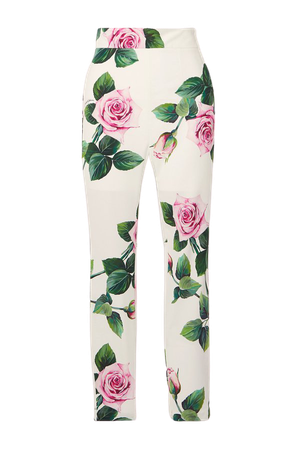 White Floral-print cady skinny pants | Dolce & Gabbana | NET-A-PORTER